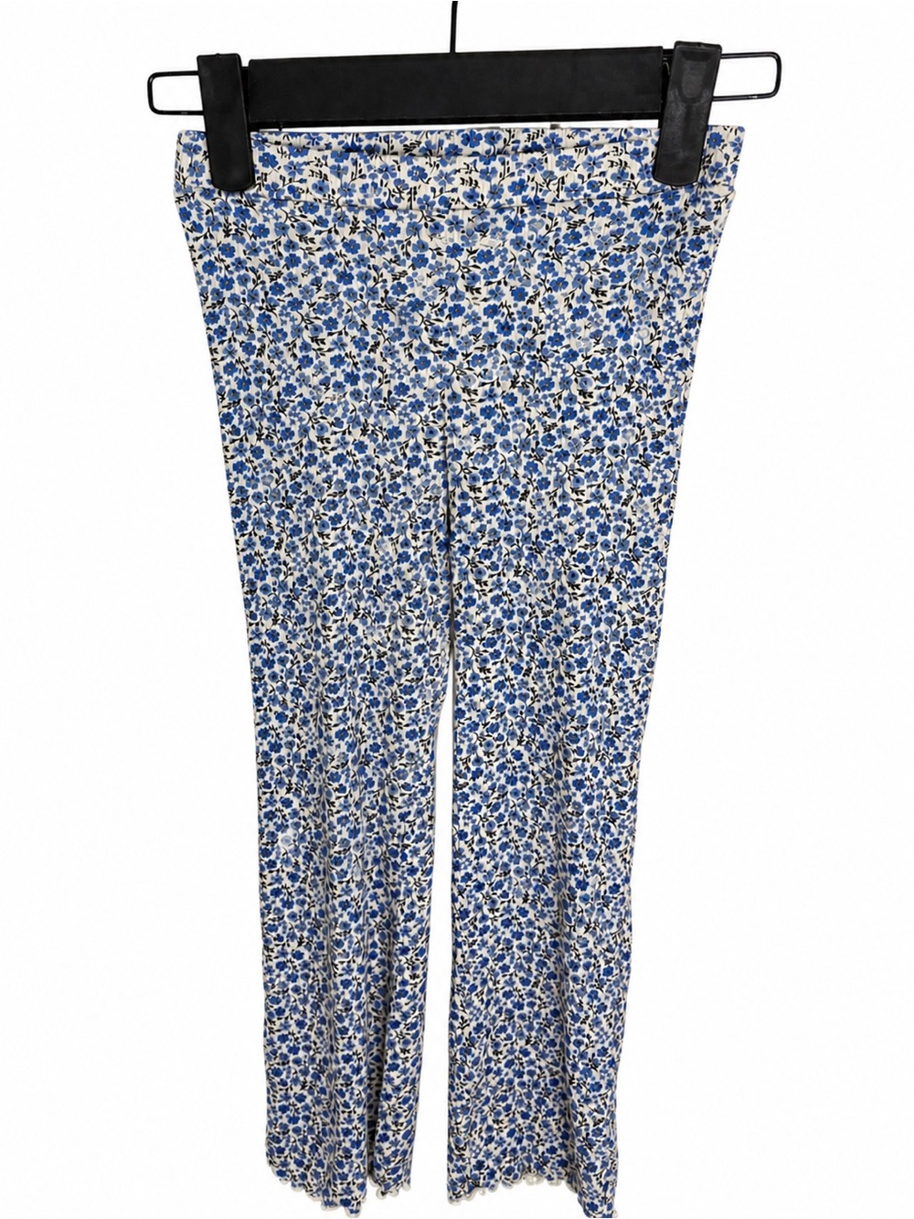 H&M blue floral flare pants scalloped hem girls 5-6Y soft cottage cool feeling